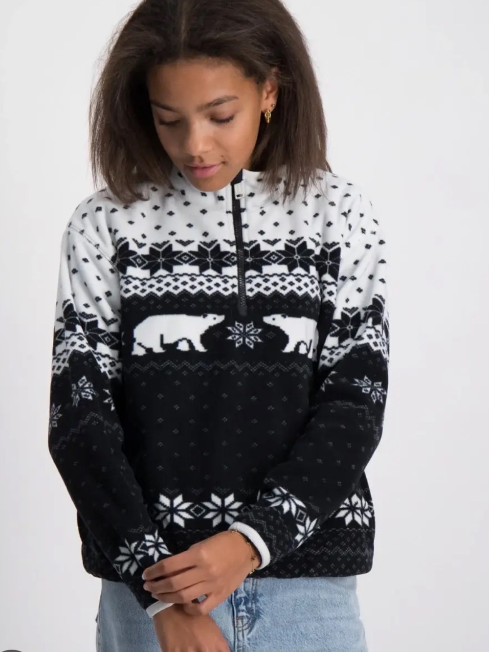 Polo by Ralph Lauren Black & White Fair Isle Polar Fleece Pullover
